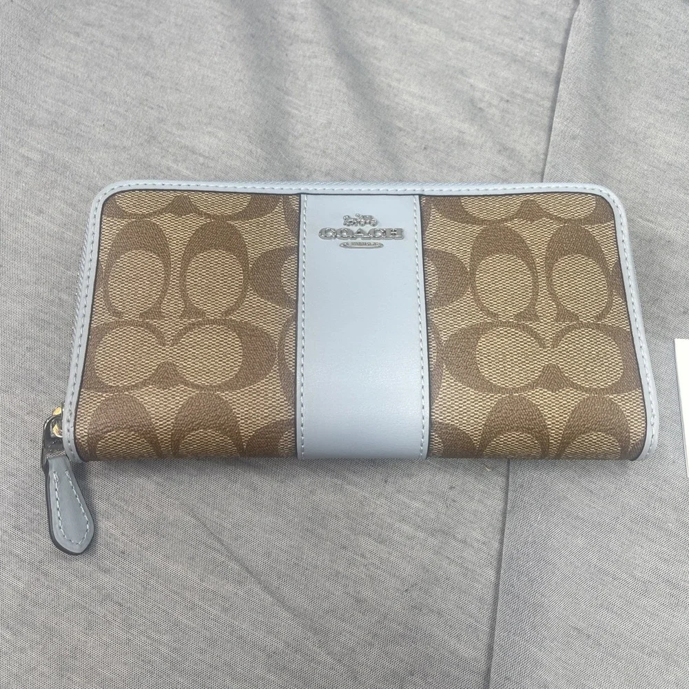 Coach Prairie Satchel Crossbody Pebble Leather Bag Pale Blue  Matching Wallet
